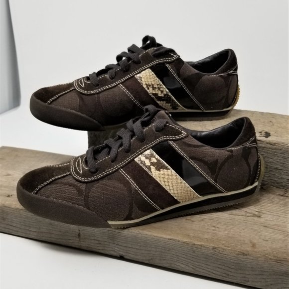Coach Shoes - Coach Sneakers Signature Faux Snakeskin trim 7-1/2